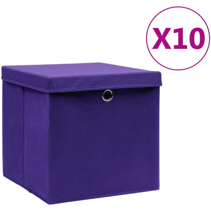 immagine 0 del prodotto vidaxl contenitori con coperchi 10 pz 28x28x28 cm viola