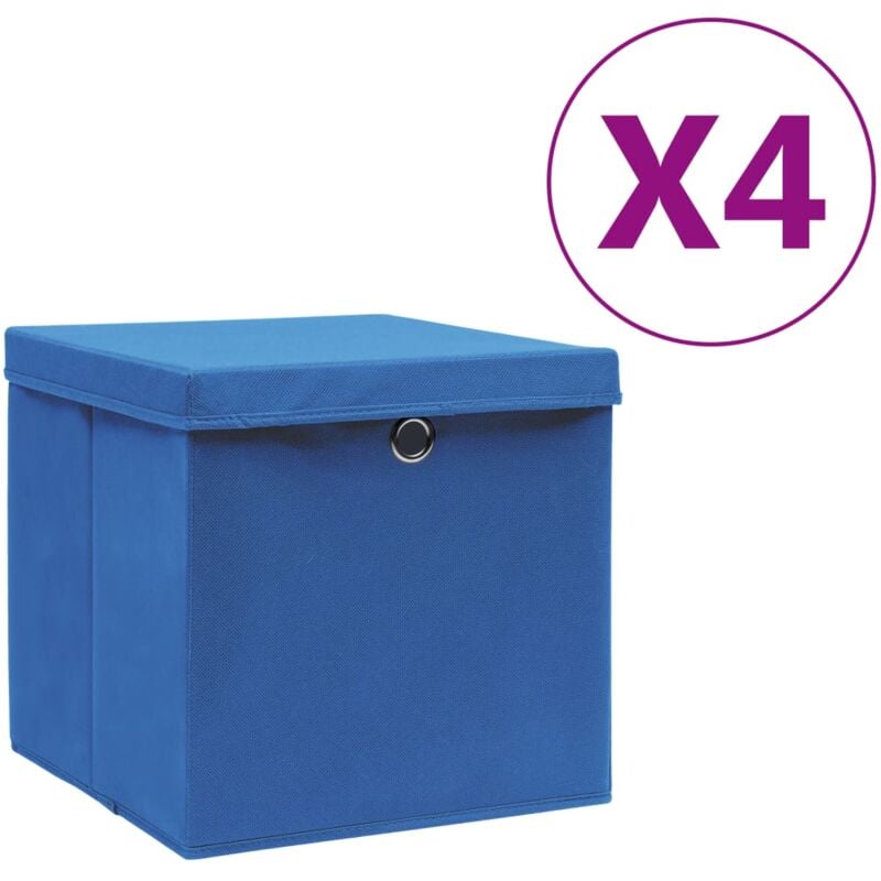 foto del prodotto vidaxl contenitori con coperchi 4 pz 28x28x28 cm blu