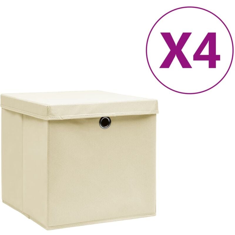 foto del prodotto vidaxl contenitori con coperchi 4 pz 28x28x28 cm crema