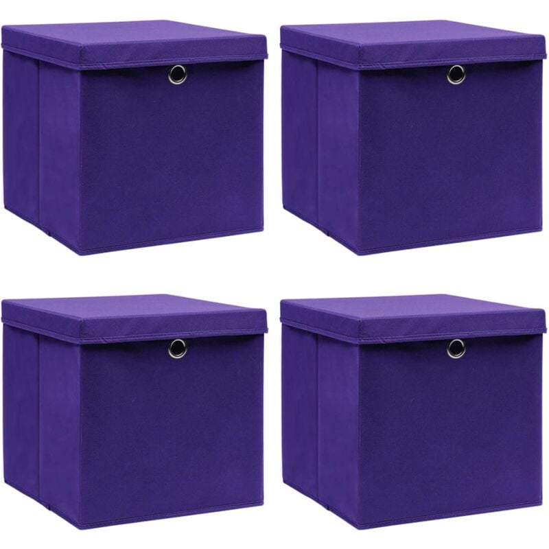 foto del prodotto vidaxl contenitori con coperchi 4 pz 28x28x28 cm viola