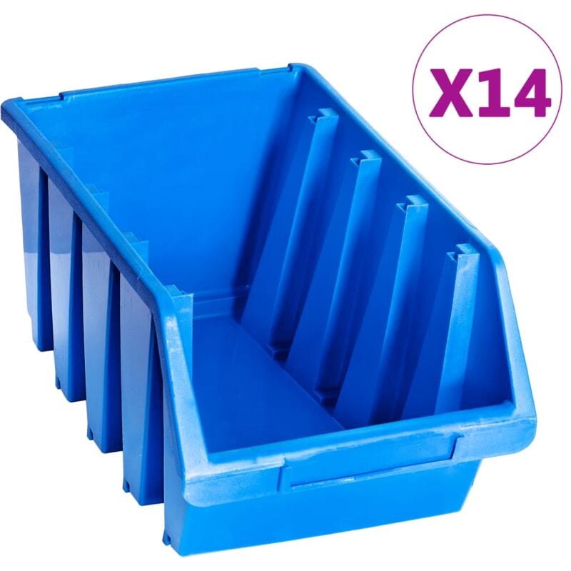 foto del prodotto vidaxl contenitori impilabili 14 pz blu in plastica