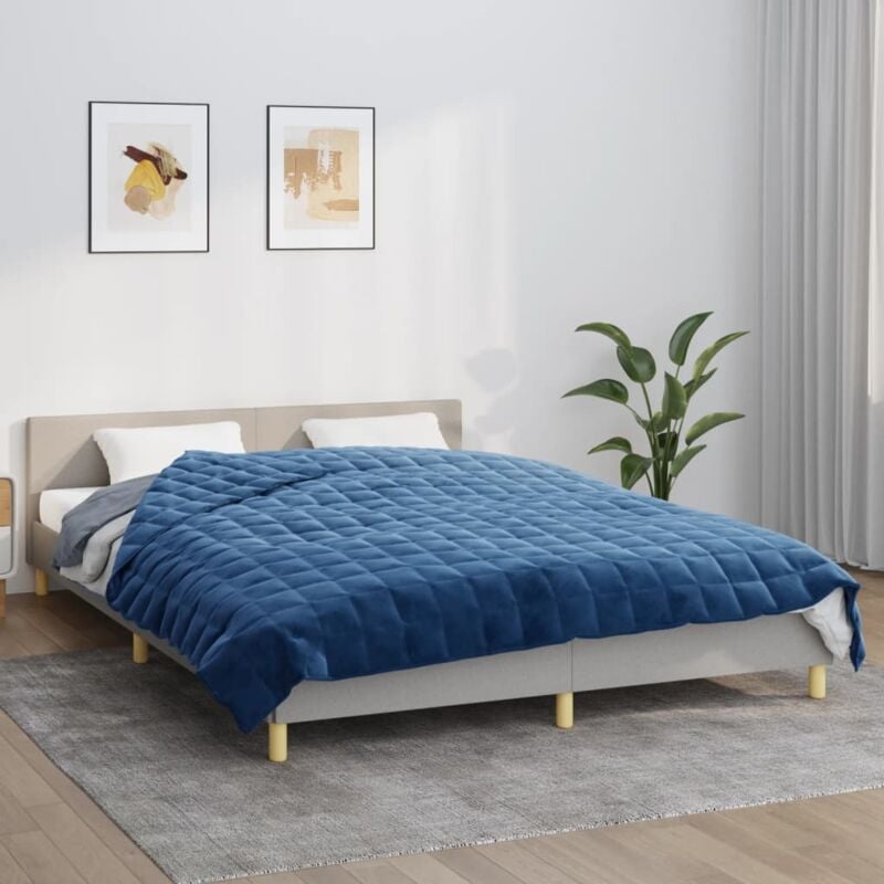 foto del prodotto vidaxl coperta ponderata blu 200x225 cm 9 kg tessuto