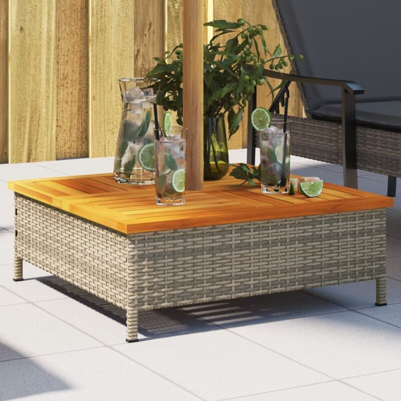 foto del prodotto vidaxl copertura base ombrellone grigia 70x70x25cm polyrattan e acacia