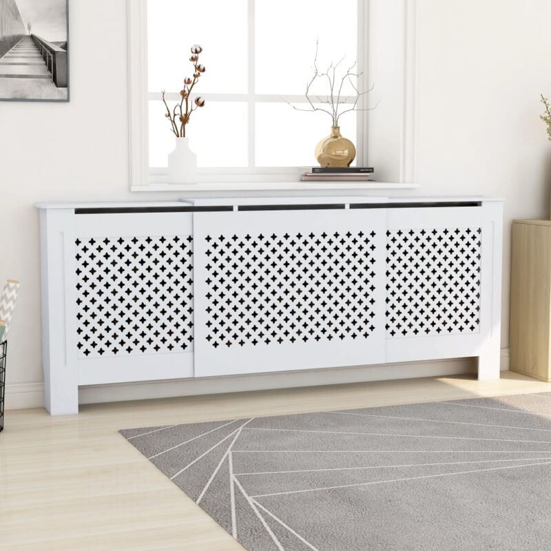 foto del prodotto vidaxl copertura per radiatore bianca in mdf 205 cm