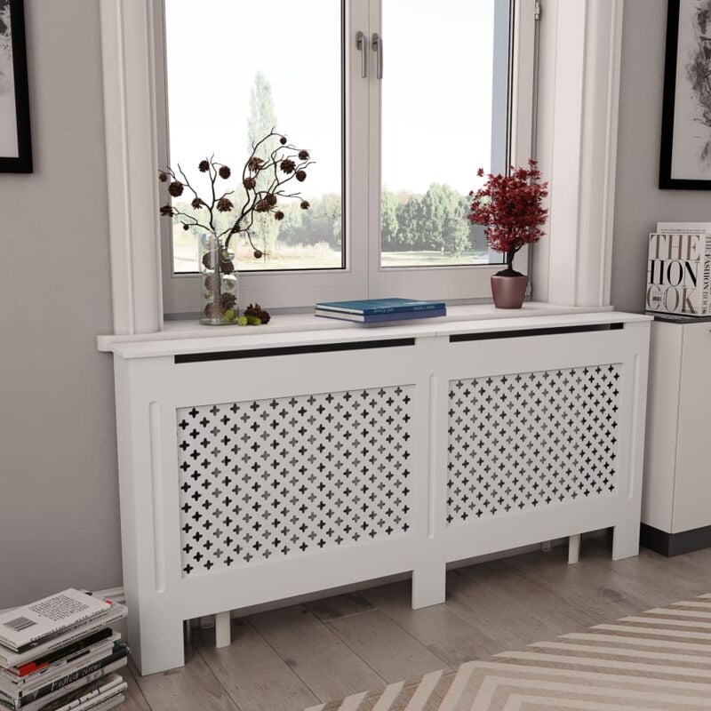 foto del prodotto vidaxl copertura per radiatore bianco in mdf opaco varie dimensioni dimensioni 172x19x81.5 cm