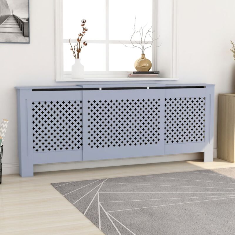 foto del prodotto vidaxl copertura per radiatore grigia in mdf 205 cm