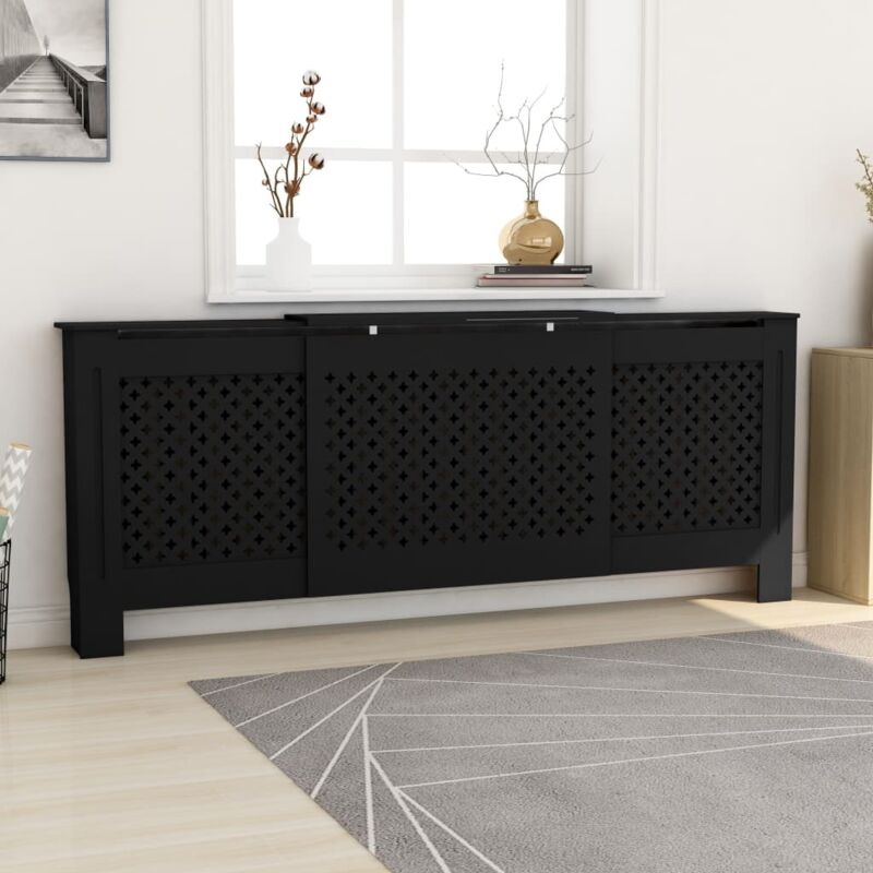 foto del prodotto vidaxl copertura per radiatore nera in mdf 205 cm 579172
