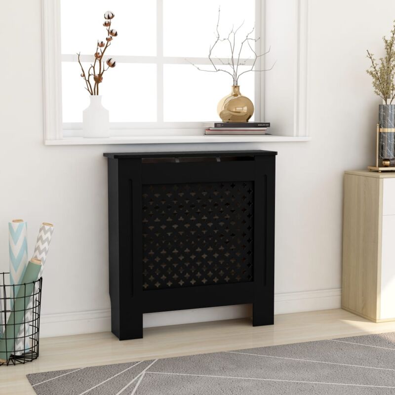 foto del prodotto vidaxl copertura per radiatore nera in mdf 78 cm