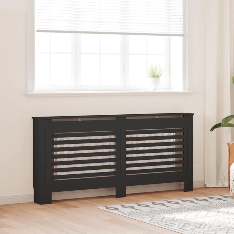 foto del prodotto vidaxl copertura per radiatore nero in mdf doghe orizzontali vari dimensioni dimensioni 172x19x81 cm
