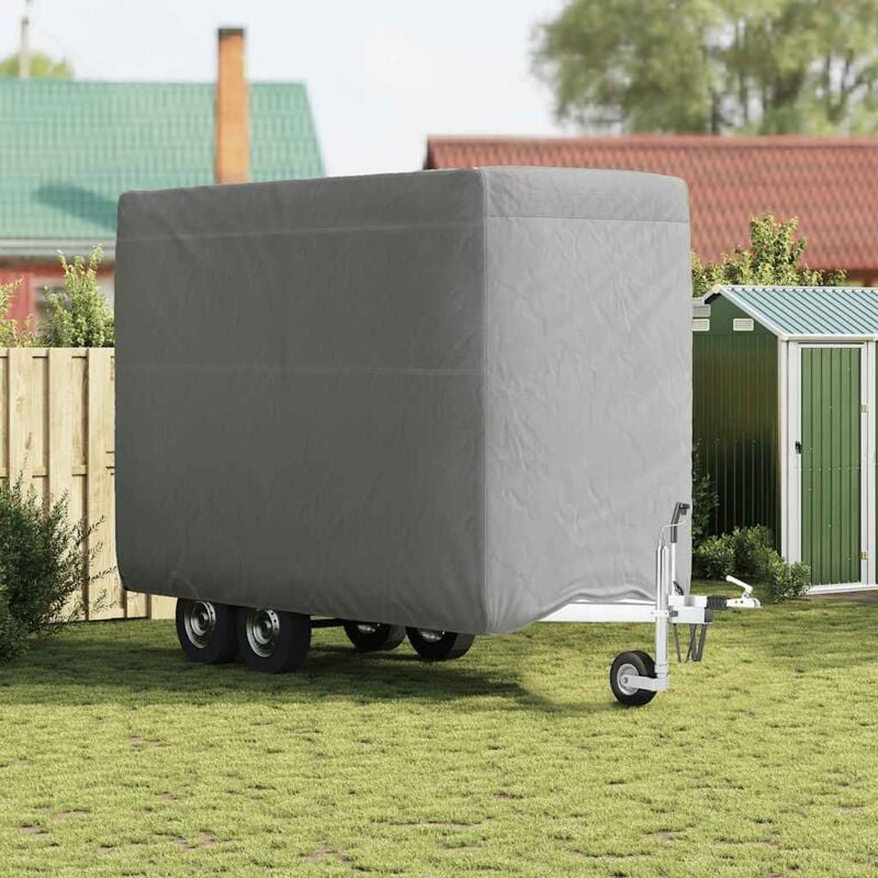 foto del prodotto vidaxl copertura rimorchio cavalli grigia 376x168x240 cm non tessuto
