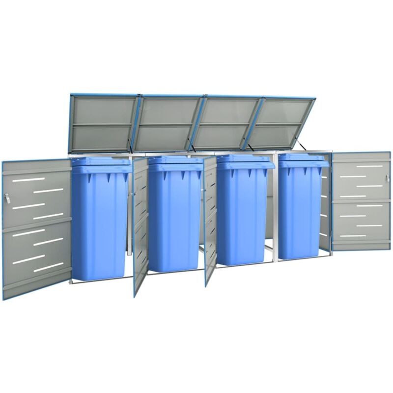foto del prodotto vidaxl copri bidoni pattume quadruplo 276,5x77,5x112,5 cm acciaio inox