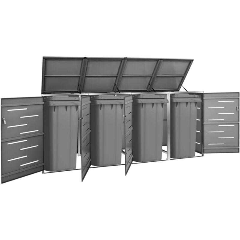 foto del prodotto vidaxl copri bidoni pattume quadruplo 276,5x77,5x115,5cm acciaio inox