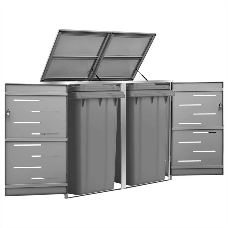 foto del prodotto vidaxl - copri bidoni pattumiera doppia 138x77,5x112,5 cm acciaio inox