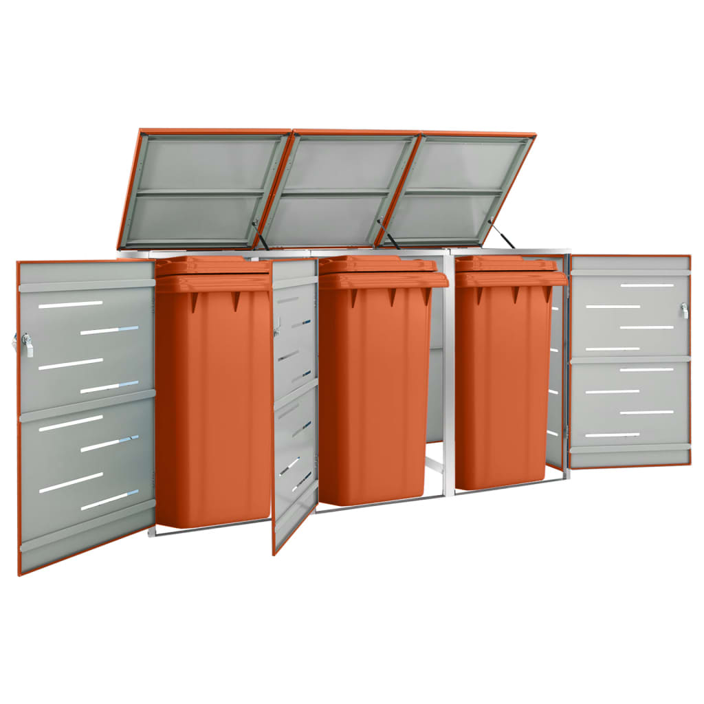 foto del prodotto vidaxl copribidone per spazzatura triplo 207x77,5x112,5cm acciaio inox