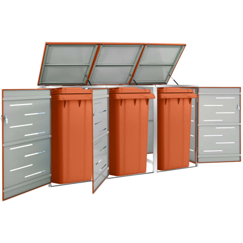 foto del prodotto vidaxl copribidone per spazzatura triplo 207x77,5x115 cm in acciaio inox