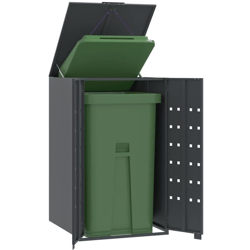 foto del prodotto vidaxl copribidone ruote bidone singolo antracite 69x79x117cm acciaio