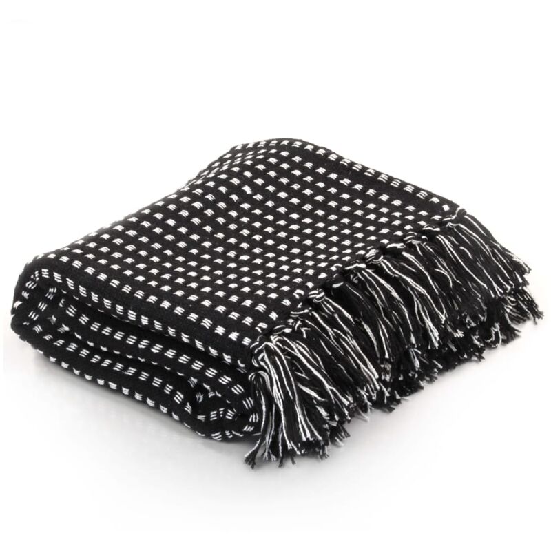 foto del prodotto vidaxl copriletto in cotone a quadri 125x150 cm nero