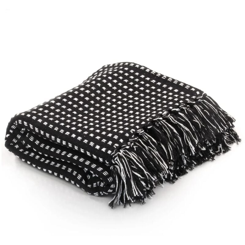 foto del prodotto vidaxl copriletto in cotone a quadri 220x250 cm nero