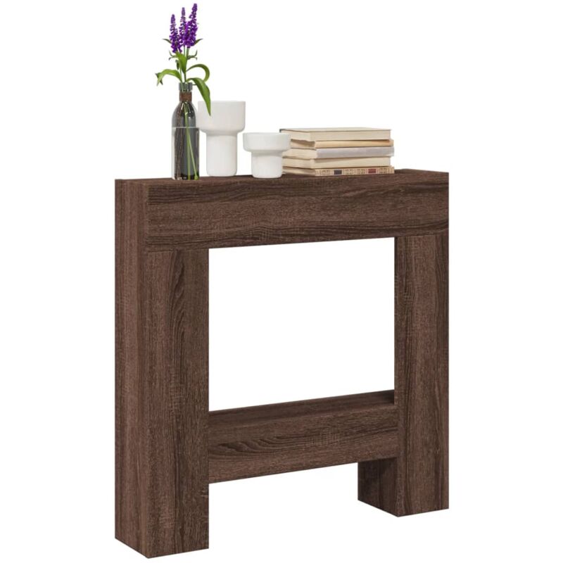 foto del prodotto vidaxl cornice per camino rovere marrone 81x18x82 cm in truciolato