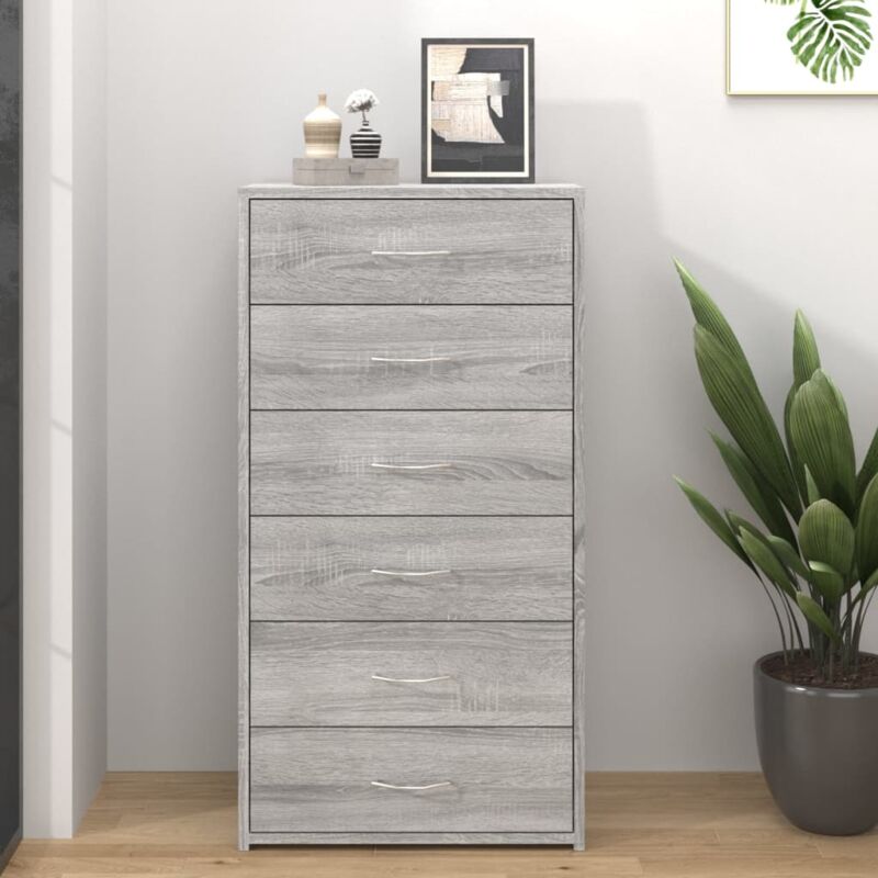 foto del prodotto vidaxl credenza 6 cassetti grigio sonoma 50x34x96 cm legno multistrato