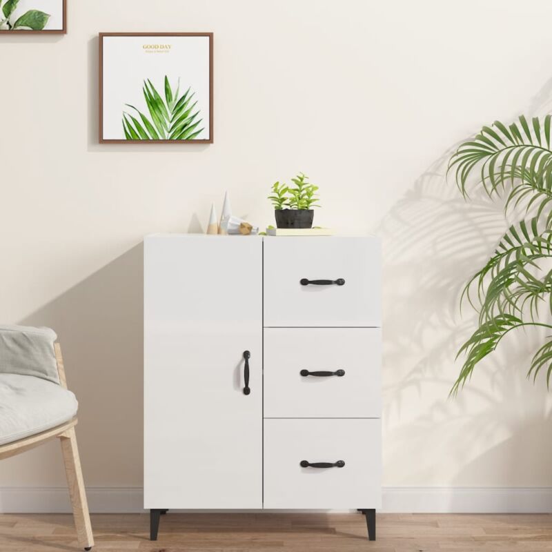 foto del prodotto vidaxl credenza 69,5x34x90 cm in legno multistrato bianco lucido