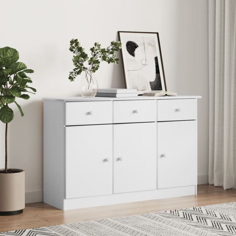 foto del prodotto vidaxl credenza alta bianca 112x35x73 cm in legno massello di pino