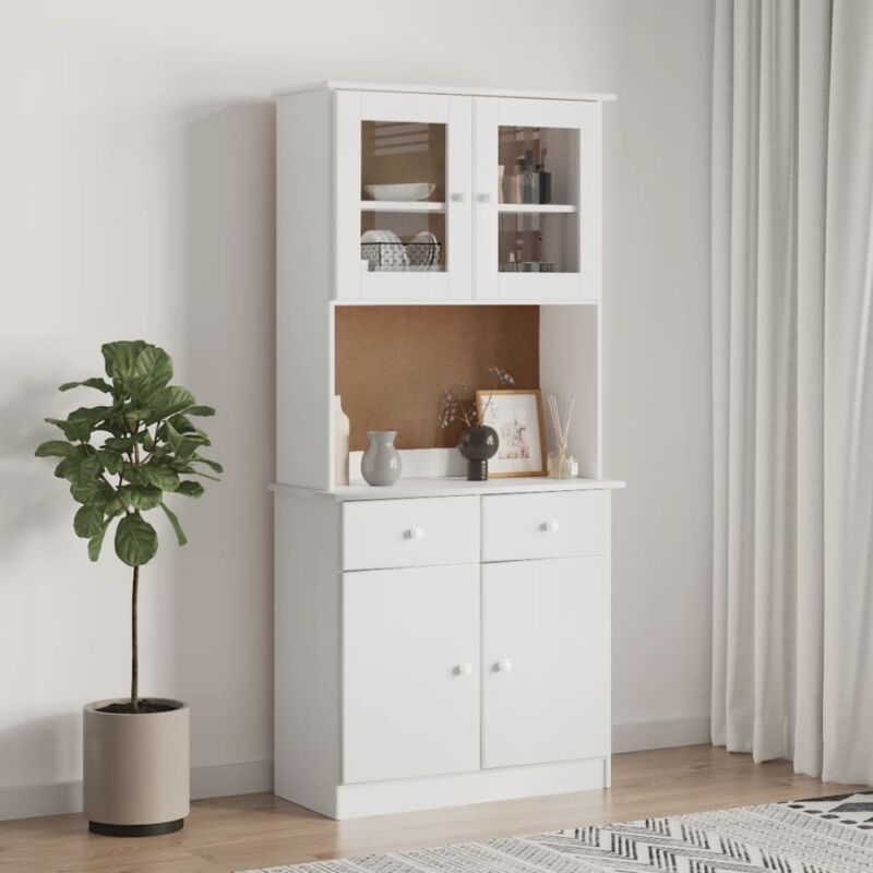 foto del prodotto vidaxl credenza alta bianca 77x35x165 cm in legno massello di pino