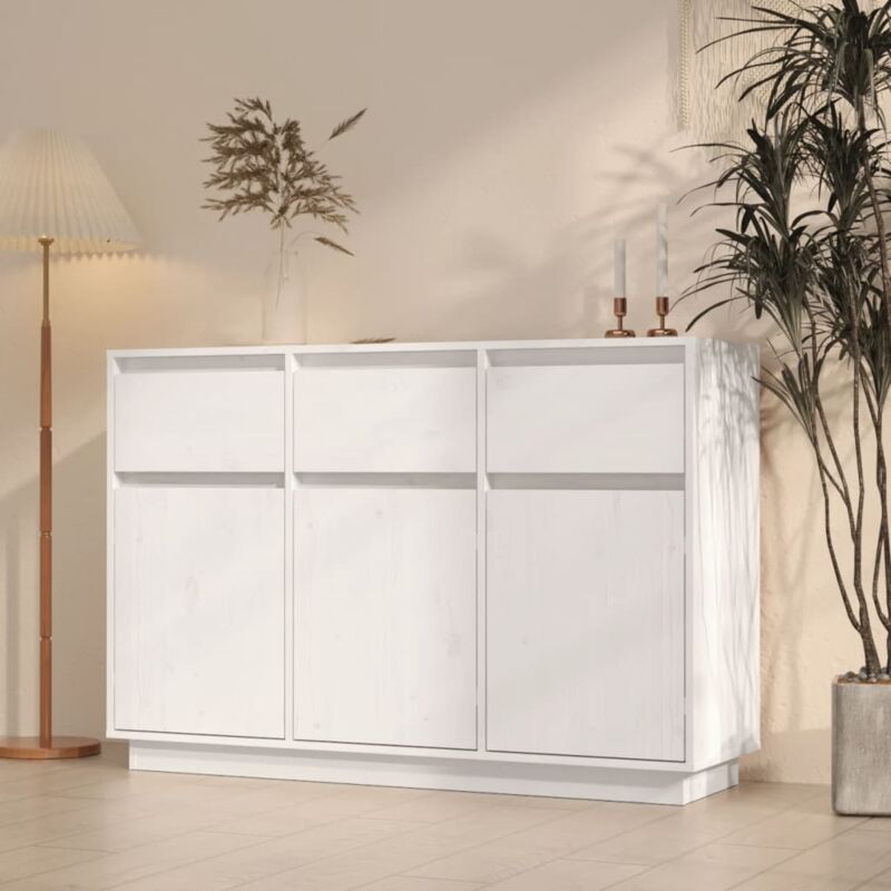 foto del prodotto vidaxl credenza bianca 110x34x75 cm in legno massello di pino