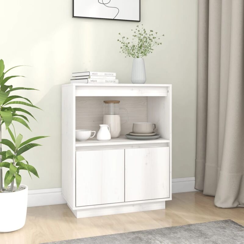 foto del prodotto vidaxl credenza bianca 60x34x75 cm in legno massello di pino