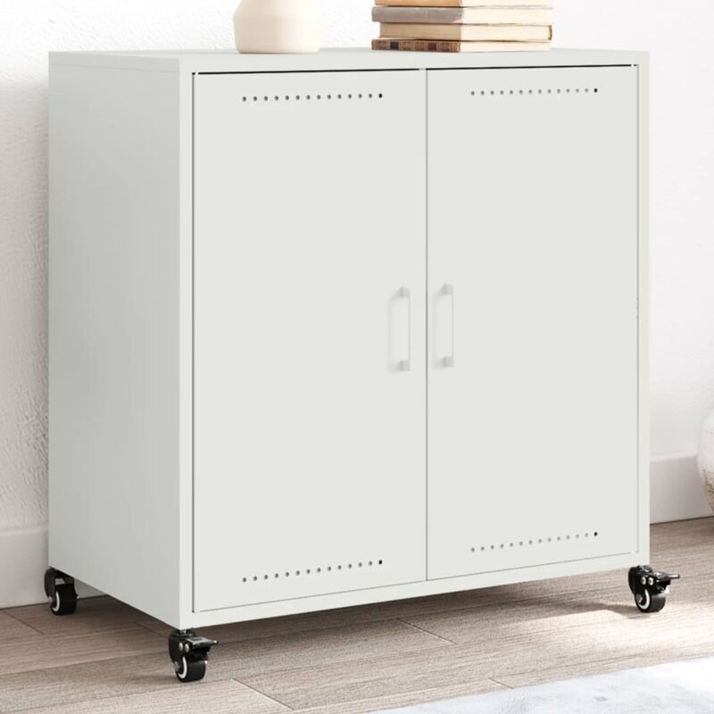 foto del prodotto vidaxl credenza bianca 68x39x72 cm in acciaio