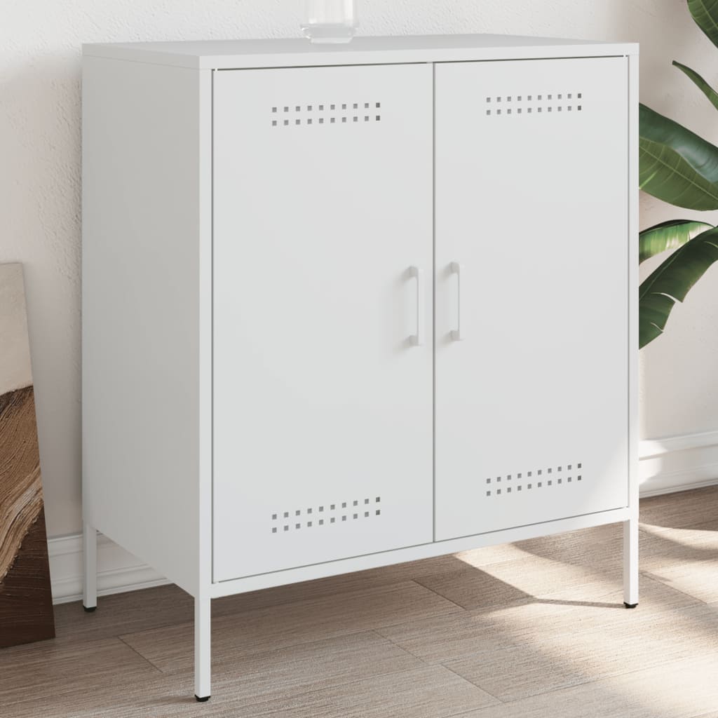 foto del prodotto vidaxl credenza bianca 68x39x79 cm in acciaio