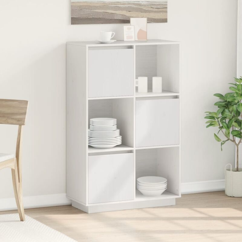 foto del prodotto vidaxl credenza bianca 74x35x117 cm in legno massello di pino