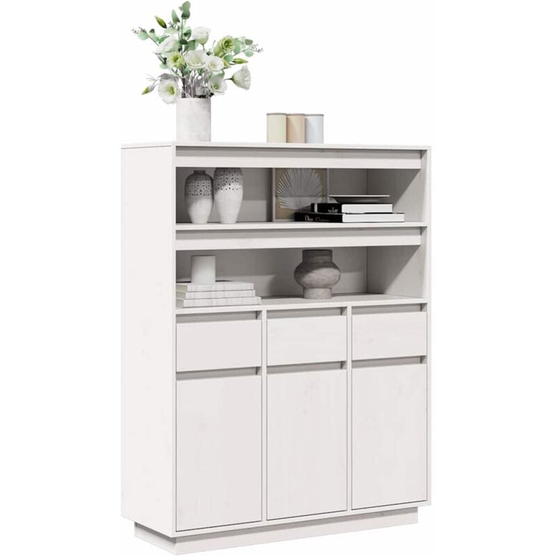 foto del prodotto vidaxl credenza bianca 89x34x116,5 cm in legno massello di pino