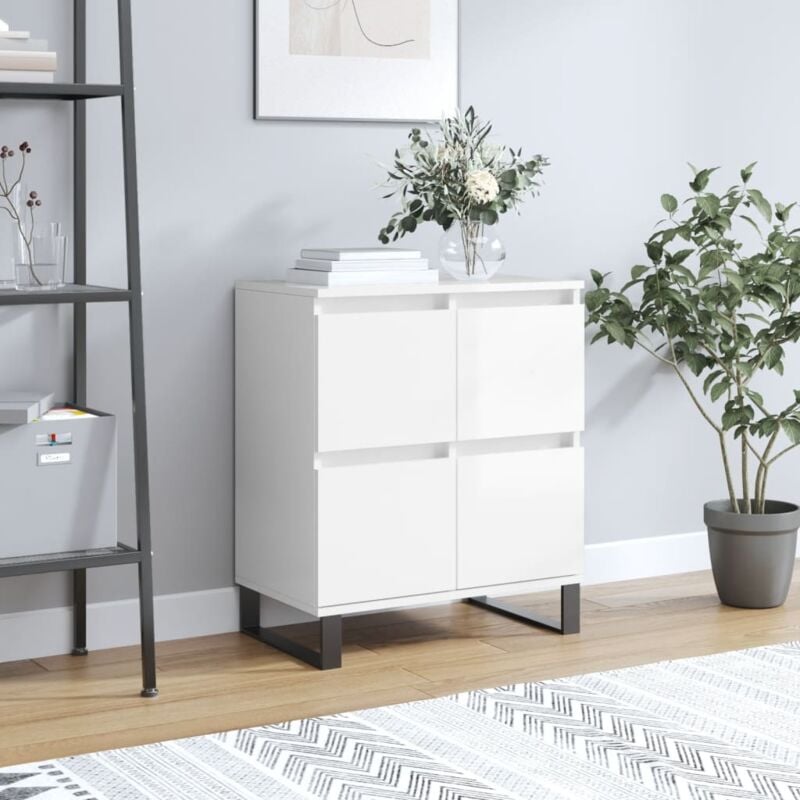 foto del prodotto vidaxl credenza bianco lucido 60x35x70 cm in legno multistrato