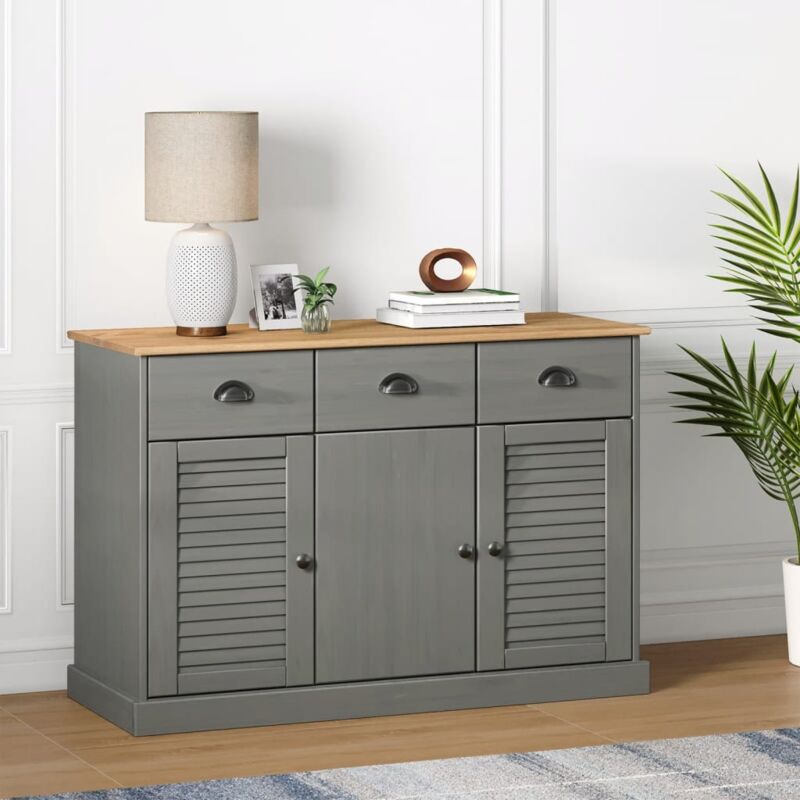 foto del prodotto vidaxl credenza cassetti vigo 113x40x75 cm legno massello pino grigio