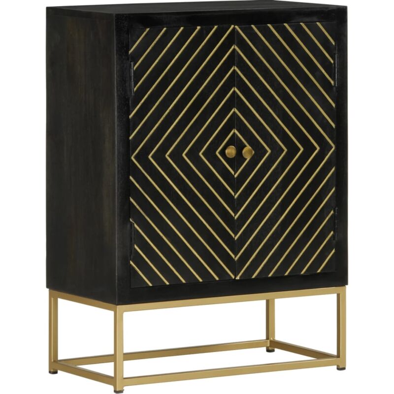foto del prodotto vidaxl credenza con 2 ante nero e oro 55x30x75 cm legno massello mango