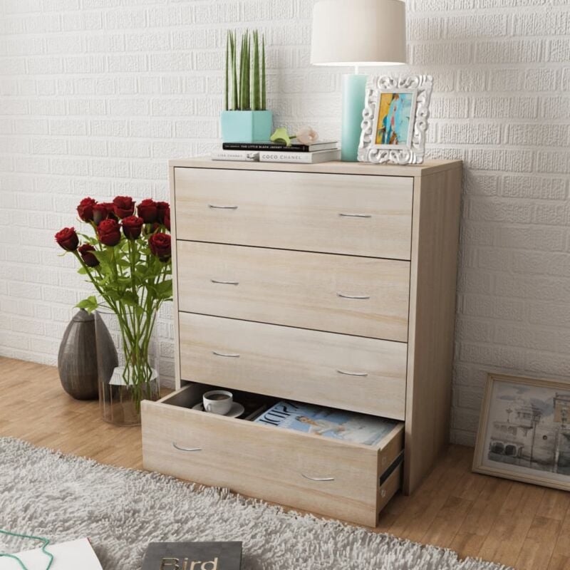 foto del prodotto vidaxl credenza con 4 cassetti 60x30,5x71 cm colore rovere