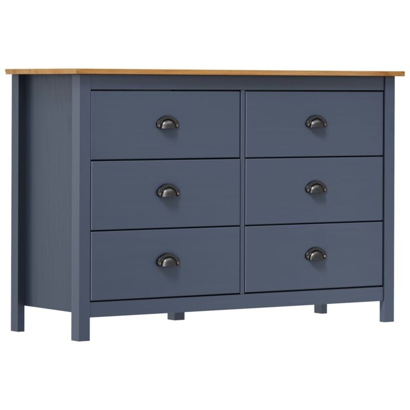 immagine 0 del prodotto vidaxl credenza con 6 cassetti 125x40x80 cm in legno massello di pino vari colori colore grigio e marrone miele