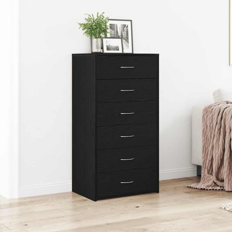 foto del prodotto vidaxl credenza con 6 cassetti rovere nero 50x34x96 cm in truciolato