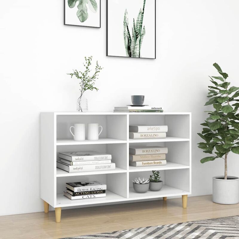 foto del prodotto vidaxl credenza con 6 scomparti aperti e piedi legno chiaro stile elegante vari colori colore bianco