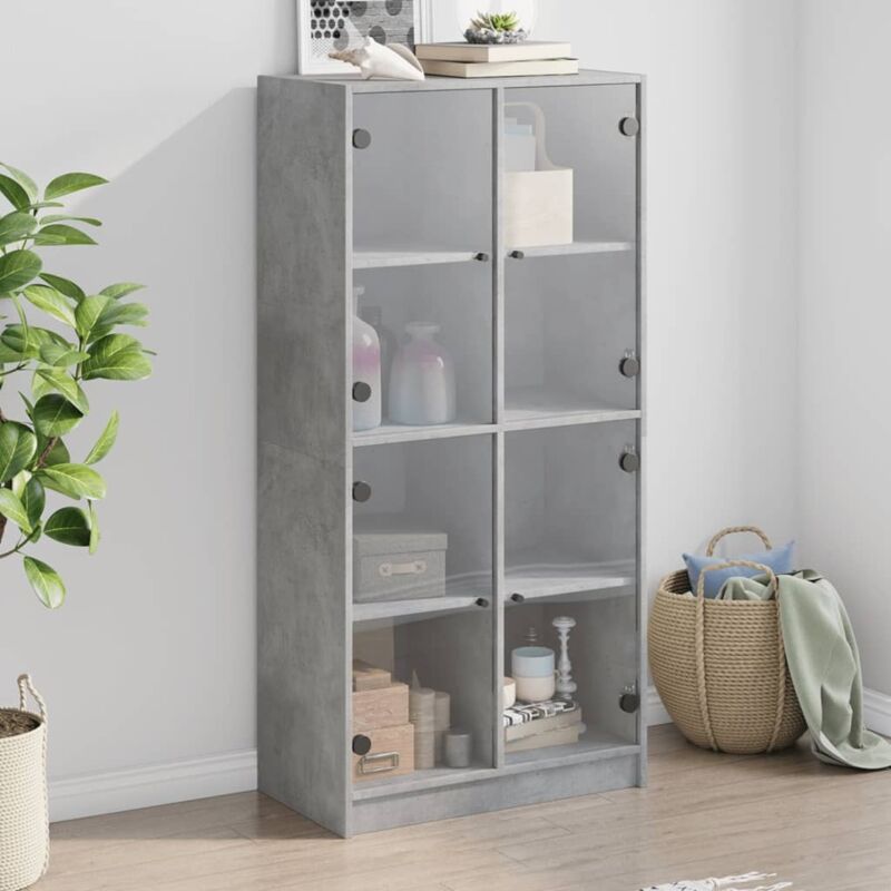 foto del prodotto vidaxl - credenza con ante grigio cemento 68x37x142 cm legno multistrato