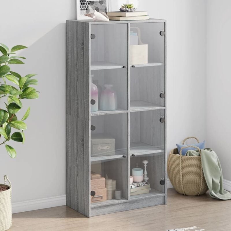 foto del prodotto vidaxl credenza con ante grigio sonoma 68x37x142 cm legno multistrato