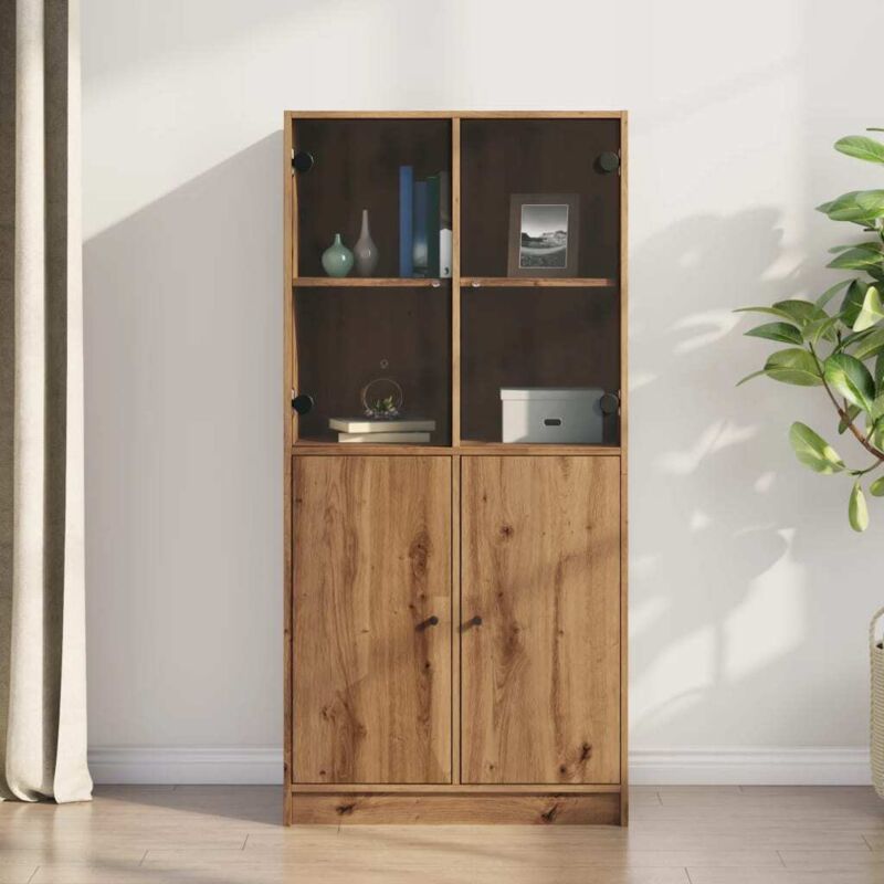 foto del prodotto vidaxl credenza con ante rovere artigianale 68x37x142 cm multistrato