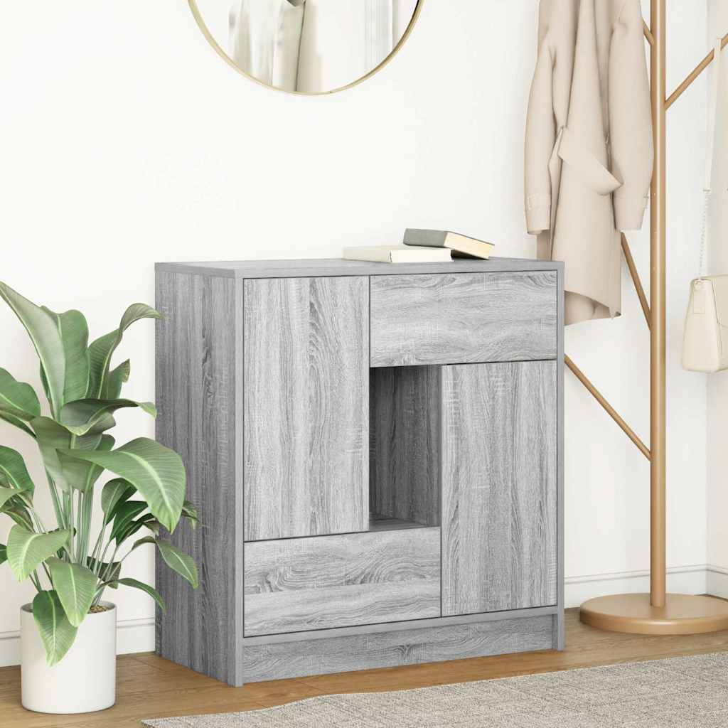 foto del prodotto vidaxl credenza con cassetti e ante grigio sonoma 70,5x34x74,5 cm