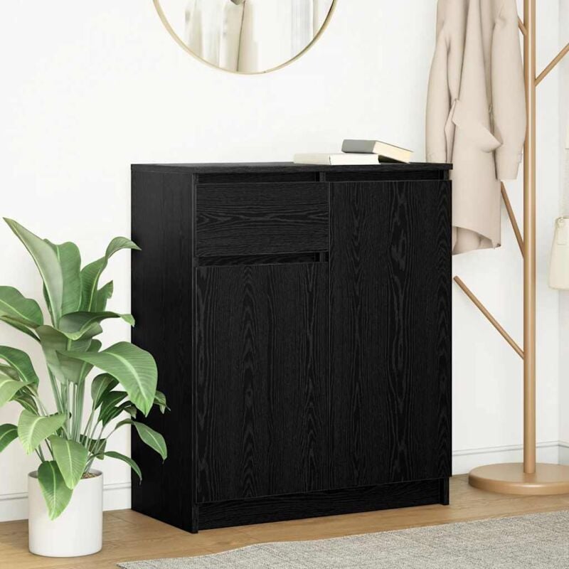 foto del prodotto vidaxl credenza con cassetto rovere nero 71x35x84 cm legno multistrato