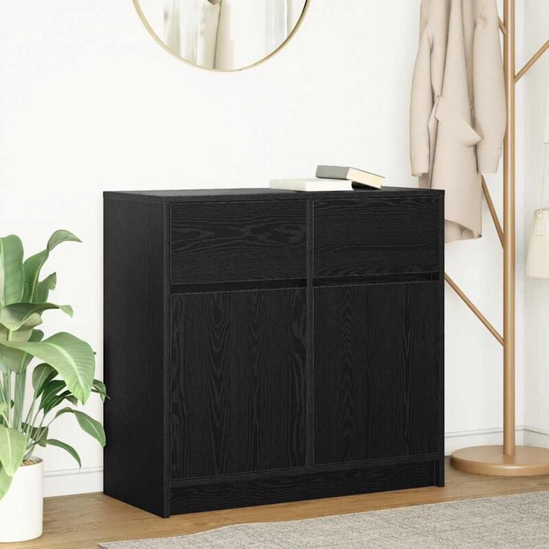 foto del prodotto vidaxl credenza con cassetto rovere nero 80x34x76 cm legno multistrato