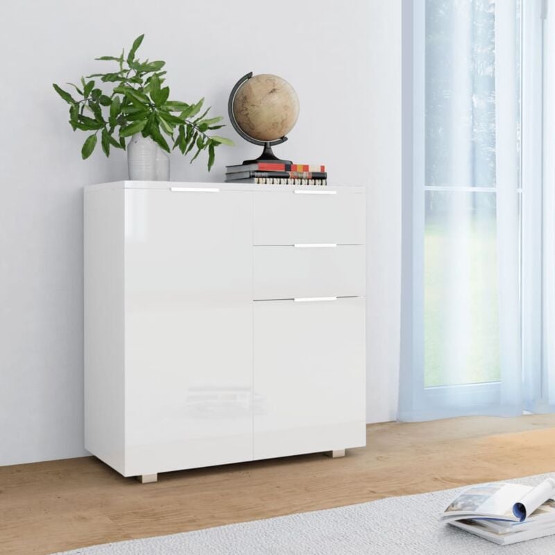 foto del prodotto vidaxl credenza con finitura lucida in legno cassetti e ante design moderno vari colori colore bianco