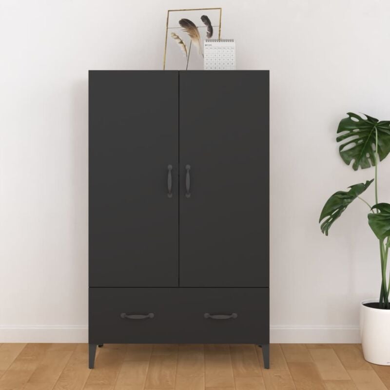 foto del prodotto vidaxl credenza con gambe in metallo dotata di 2 ante e cassetto inferiore vari colori colore nero