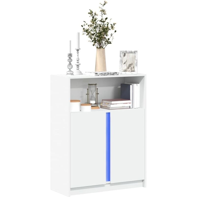foto del prodotto vidaxl credenza con led bianca 77x34x100 cm in legno multistrato