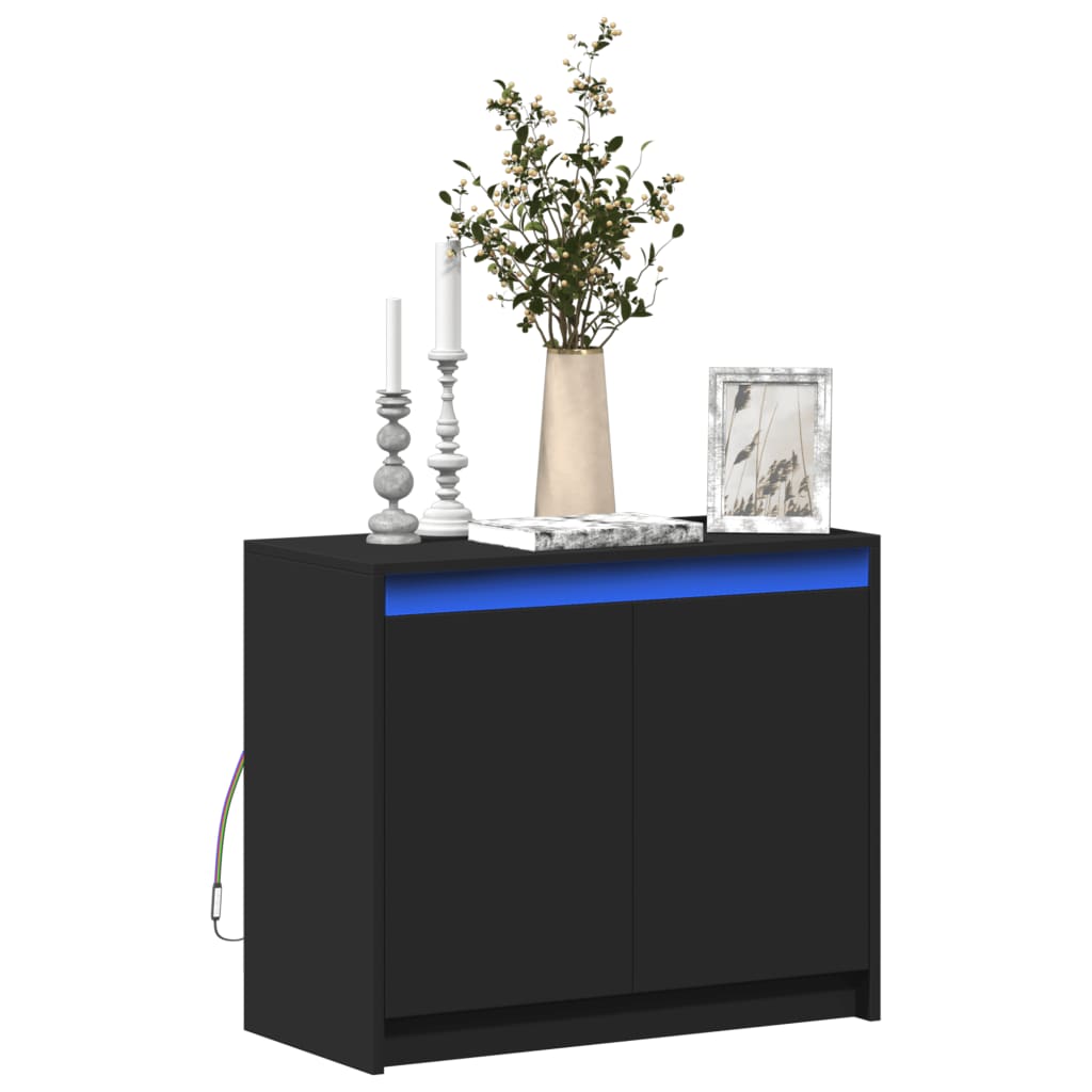 foto del prodotto vidaxl credenza con led nera 72x34x61 cm in legno multistrato